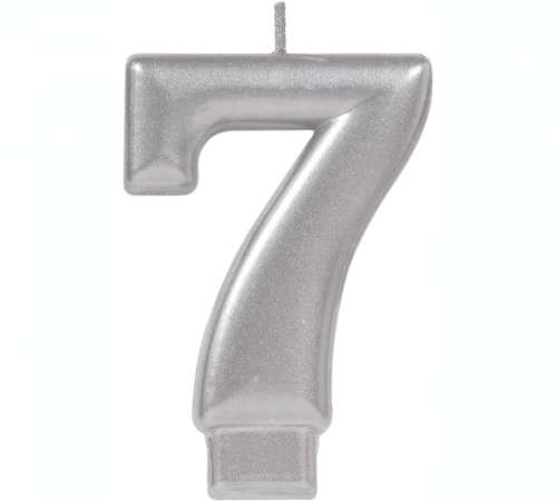 Metallic Silver Candle - No 7 - Click Image to Close